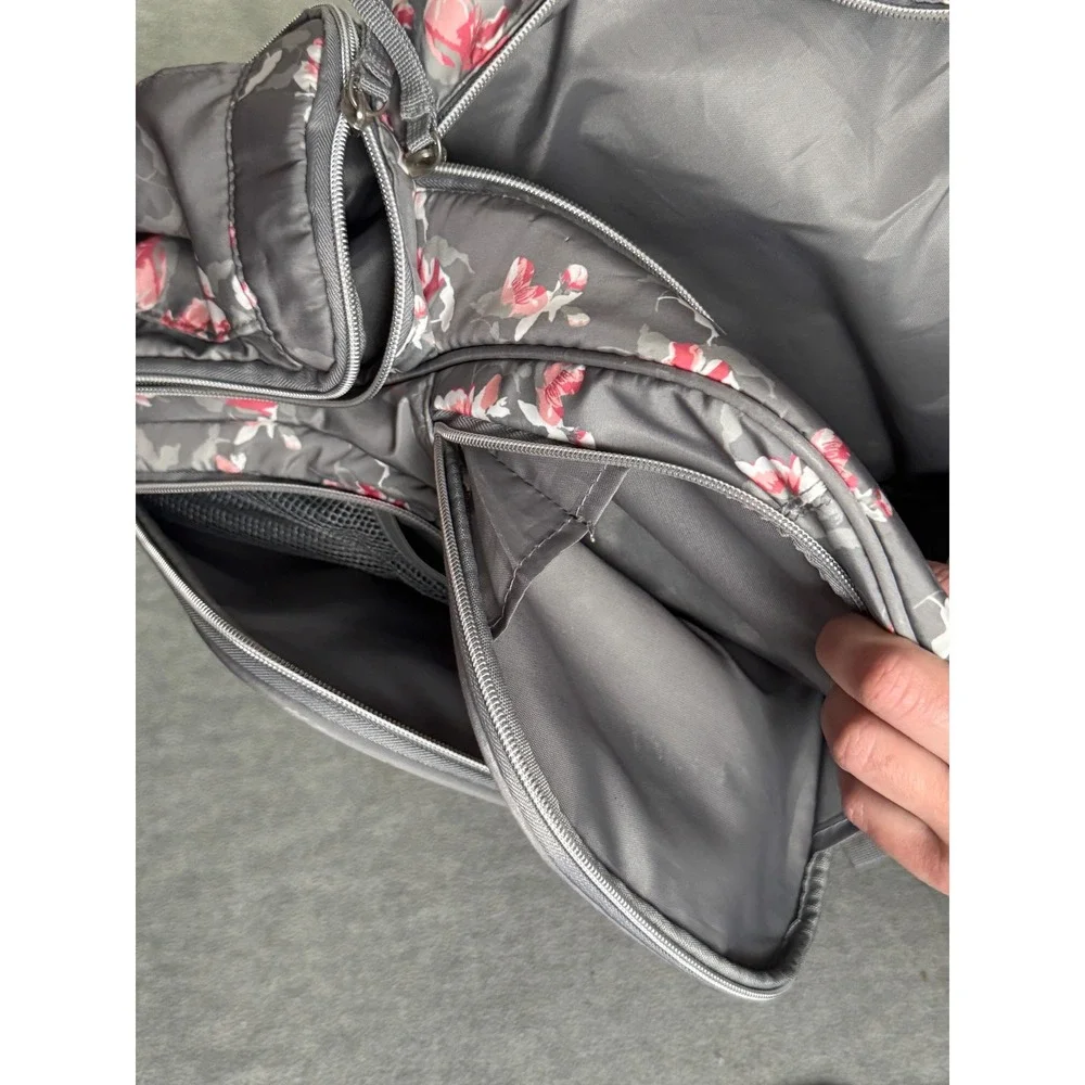 Bananafish Studio Gray Floral Diaper Bag Backpack Insulated Pocket RN 121332